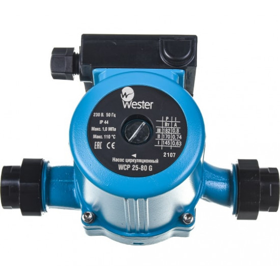 Насос циркуляционный  Wester WCP 25-80G 180мм, 8.5 м3/час, напор 8м, с гайками (WCP25-80G)