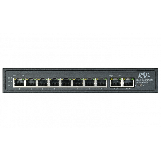 Коммутатор МАС 2К 10 портов (8 PoE) 120 Вт (1NS08F-2T1G)